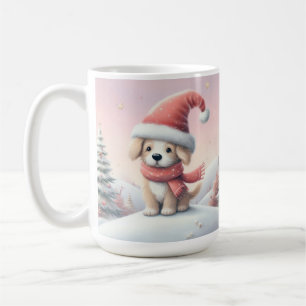 Mug Joli chiot de Noël avec un chapeau de Père Noël