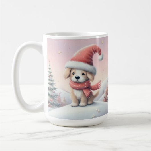 Mug Joli chiot de Noël avec un chapeau de Père Noël (Gauche)