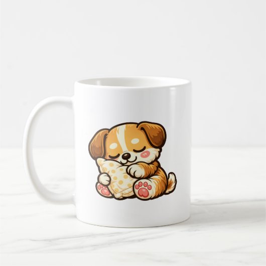 Mug Joli chiot endormi avec un oreiller (Gauche)