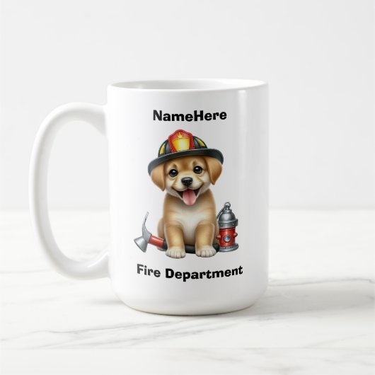Mug Joli chiot habillé en pompier avec des outils (Gauche)