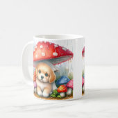 Mug Joli Chiot Labrador Sous Parapluie De Champignons (Devant gauche)