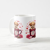 Mug Joli chiot Valentine Buffalo Plaid Musique esthéti (Devant gauche)
