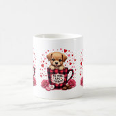 Mug Joli chiot Valentine Buffalo Plaid Musique esthéti (Centre)