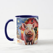 Mug Joli cochon de Noël rustique et grange (Gauche)