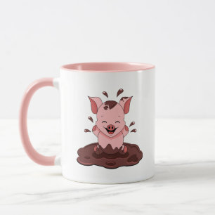Mug Joli Cochon Jouant Dans La Boue