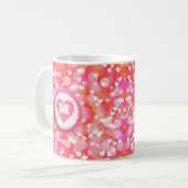 Mug Joli Coeur Rose Monogramme Texte Personnalisé (Devant gauche)