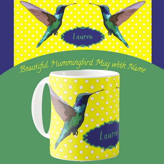 Mug Joli colibri aux Pois jaunes