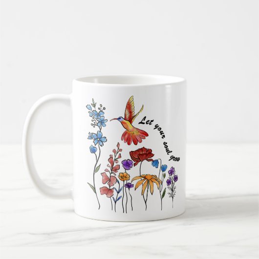 Mug Joli colibri de fleurs laisse pousser ton âme (Gauche)
