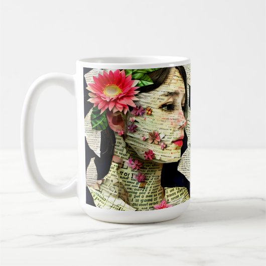 Mug Joli collage d'art féminin (Gauche)