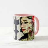 Mug Joli collage d'art féminin (Devant droit)