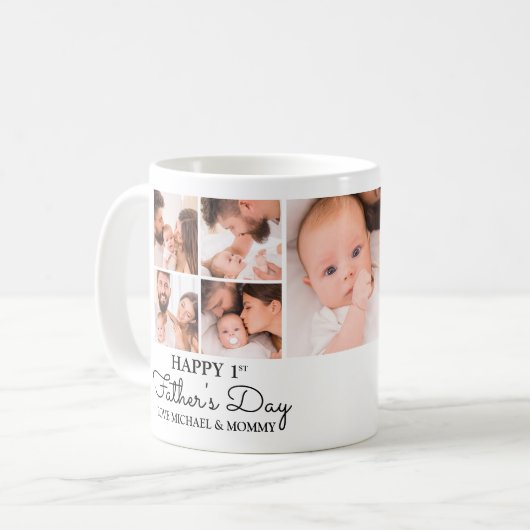 Mug Joli collage de photos moderne Joyeuse première fê (Devant gauche)