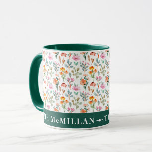 Mug Joli coloré aquarelle motif floral rose
