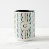 Mug Joli coloré turquoise abstrait monogramme motif (Centre)