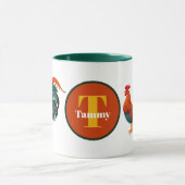 Mug joli coq amoureux ajouter monogramme (Centre)