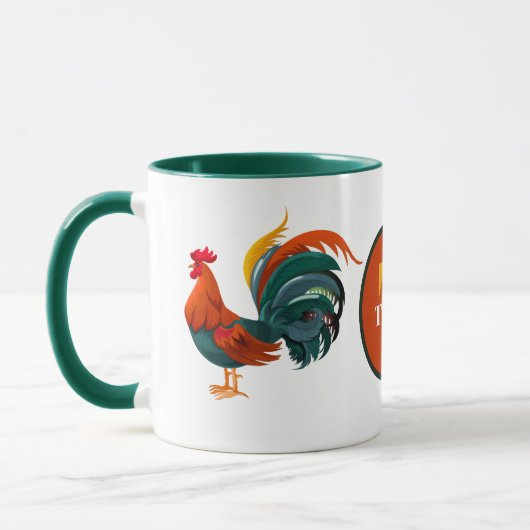 Mug joli coq amoureux ajouter monogramme (Gauche)