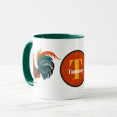 Mug joli coq amoureux ajouter monogramme (Devant gauche)
