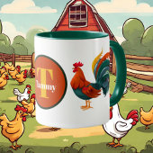 Mug joli coq amoureux ajouter monogramme