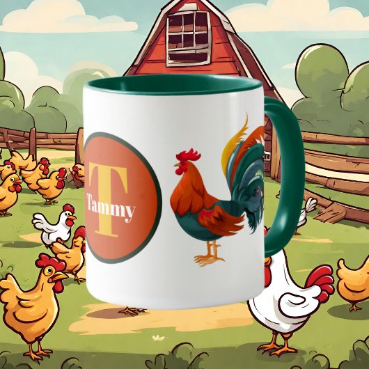 Mug joli coq amoureux ajouter monogramme
