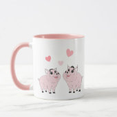Mug Joli couple de petit cochon rose (Gauche)