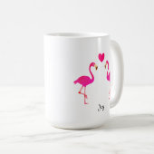 Mug Joli couple flamingo, coeur & calligraphie (Devant droit)