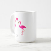 Mug Joli couple flamingo, coeur & calligraphie (Devant gauche)