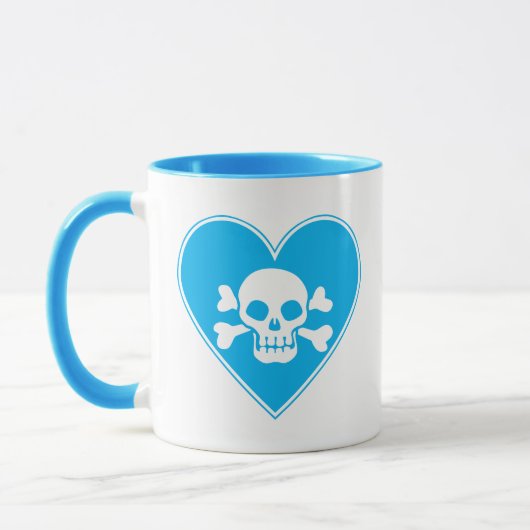 Mug Joli Crâne Bleu dans un Cœur (Gauche)