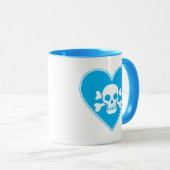 Mug Joli Crâne Bleu dans un Cœur (Devant droit)