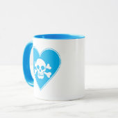 Mug Joli Crâne Bleu dans un Cœur (Devant gauche)
