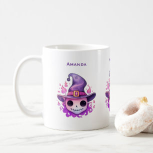 Mug Joli crâne rose dans un chapeau de sorcière Fantai