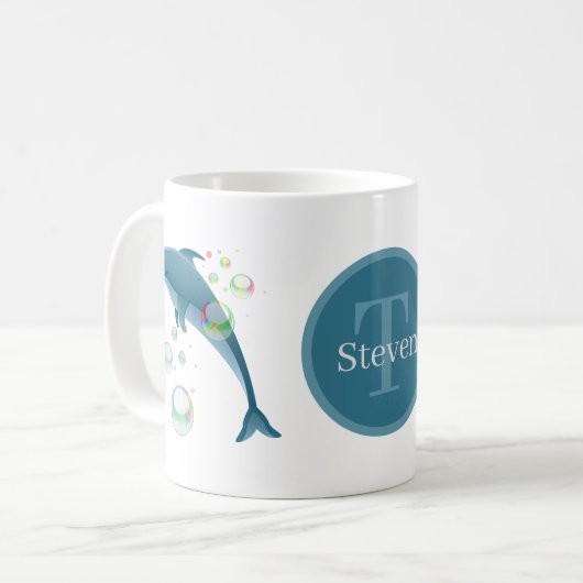 Mug joli dauphin de plage ajouter monogramme (Devant gauche)