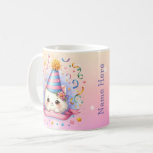 Mug Joli dessin animé Kawaii Kitty Chat Joyeux Anniver