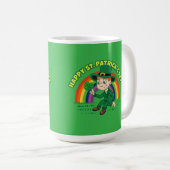 Mug Joli dessin animé leprechaun avec shamrock et arc- (Devant droit)
