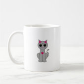 Mug Joli Drôle Heureux Chat Gris (Gauche)