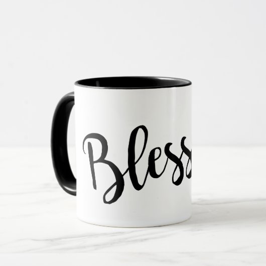 Mug joli écriture de script BLESSED | (Devant gauche)