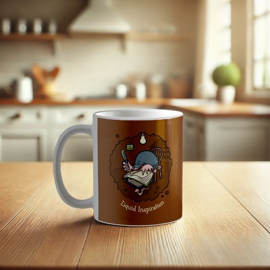 Mug Joli Écrivain De Mole Cartoon Ou Étudiant Avec Liv
