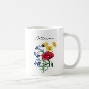 Mug Joli Élégant Campanules Fleur de Coquelicot Nom Da