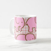 Mug Joli éléphants roses sur Motif rose (Devant gauche)