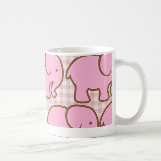 Mug Joli éléphants roses sur Motif rose (Droite)