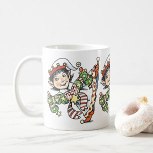 Mug Joli Elf Dancing, Caricature rétro de Noël