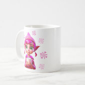 Mug Joli Elfe Rose avec Café ou Coco Noël (Devant gauche)