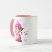 Mug Joli Elfe Rose avec Café ou Coco Noël (Devant gauche)