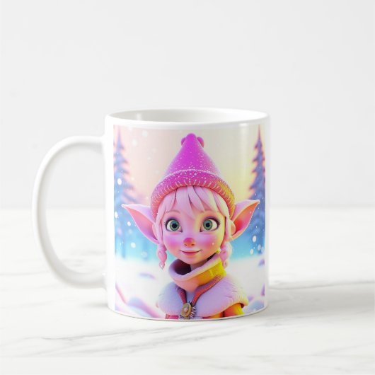 Mug Joli Elfe Rose Noël Fantaisiste (Gauche)