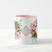 Mug Joli Empreinte de léopard or rose rose  Monogramme (Centre)