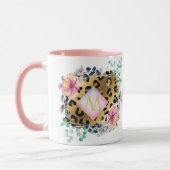 Mug Joli Empreinte de léopard or rose rose  Monogramme (Gauche)