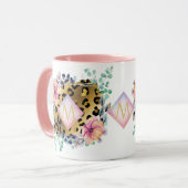 Mug Joli Empreinte de léopard or rose rose  Monogramme (Devant gauche)
