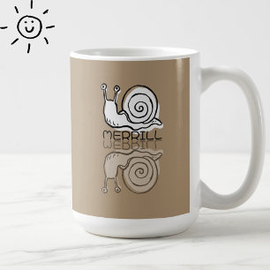 Mug Joli escargot brun reflet gribouillage nom personn