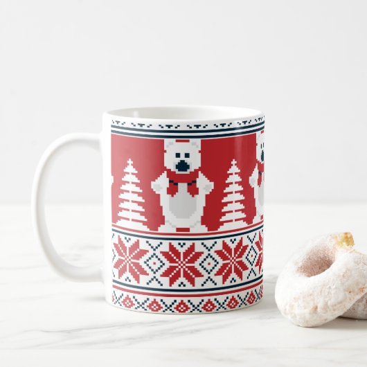 Mug Joli et moderne Snowman de Noël Knitted (Avec donut)