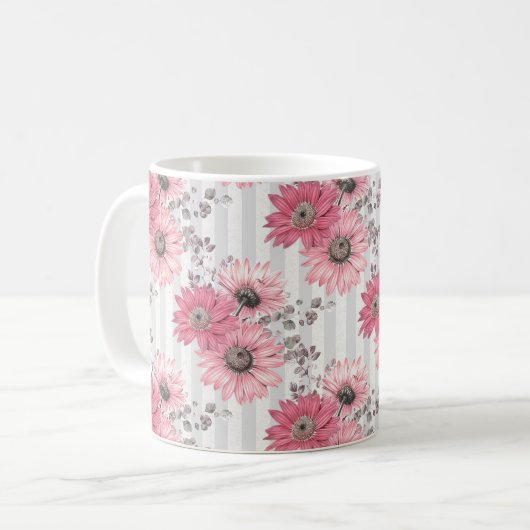 Mug Joli Faisceau Rose Faisée Motif Floral (Devant gauche)