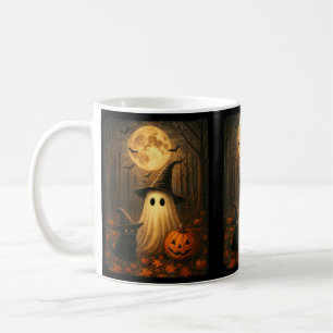 Mug Joli Fantôme Chat Noir Halloween Sorcière Citrouil