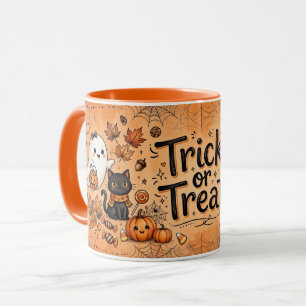 Mug Joli fantôme d'Halloween Chat noir Citrouille